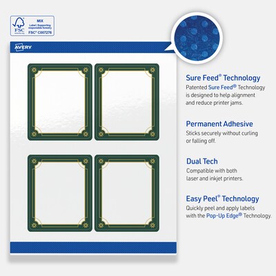 Avery Rectangle Multipurpose Labels, 4" x 3-1/3", White, 40/Pack (19479370389)
