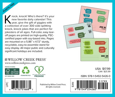 2026 Willow Creek Knock Knock 6.2 x 5.4 Day-to-Day Calendar (54260)
