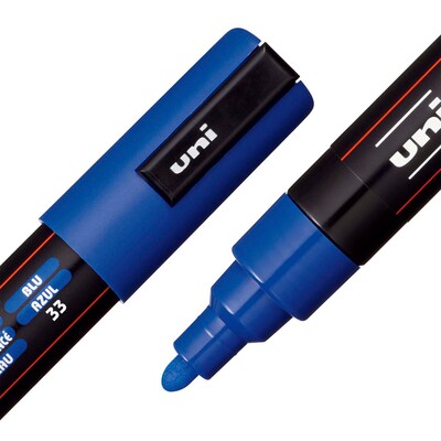 POSCA PC-5M Water Based Paint Marker, Medium Bullet Tip, Blue, 3/Pack (UBCPC5MBLUE-3)