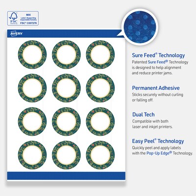 Avery Circle Multipurpose Labels, 2" Dia., White, 120/Pack (19479370494)