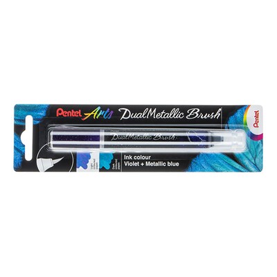 Pentel Arts DualMetallic, Brush, Metallic Blue Ink (PTAXGFHBPDVX)