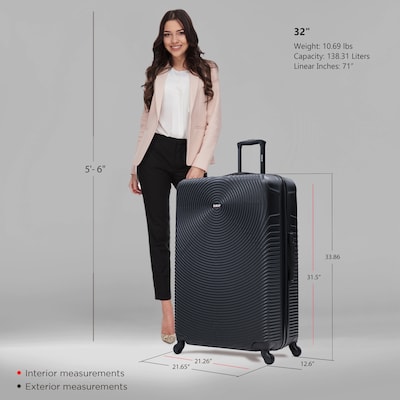 DUKAP Inception 33.86" Hardside Suitcase, 4-Wheeled Spinner, TSA Checkpoint Friendly, Black (DKINC00XL-BLK)