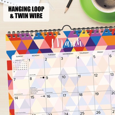 2027 Willow Creek Geometric 7.5" x 9.5" Monthly Wall Calendar, Assorted Colors (65594)