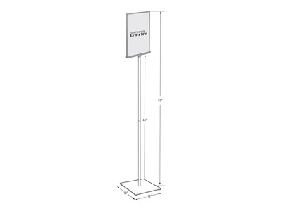 Azar Sign Holder, 8.5" x 14", Vertical, Freestanding, Clear/Silver Acrylic (300866)