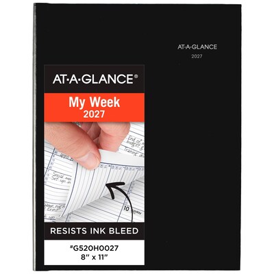 2027 AT-A-GLANCE DayMinder 8 x 11 Weekly Appointment Book Planner, Faux Leather Cover, Black (G520H-00-27)