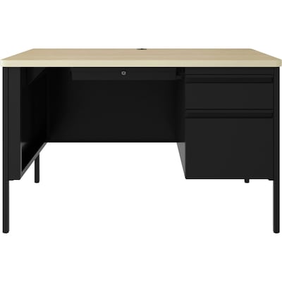 Lorell Fortress Series 48" W Right Single-Pedestal Desk, Black (LLR66907)