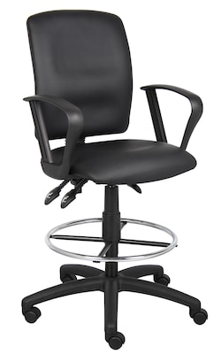 Boss® Multi-Function LeatherPlus Drafting Stool w/ Loop Arms