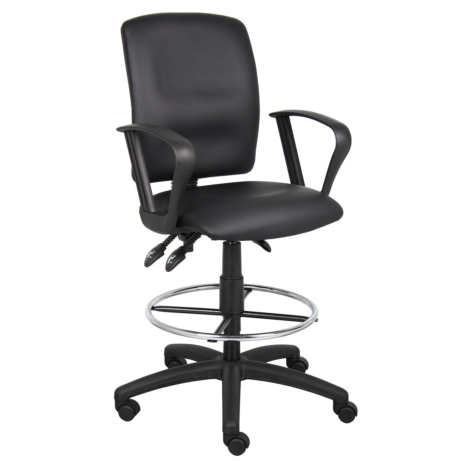 Boss® Multi-Function LeatherPlus Drafting Stool w/ Loop Arms