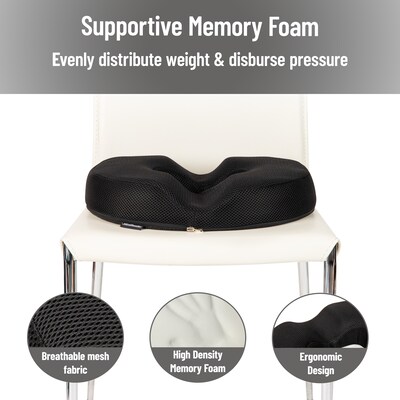 Mind Reader Donut Pillow Seat Cushion with Air-Cloud Technology, Black (DOSEAT-BLK)