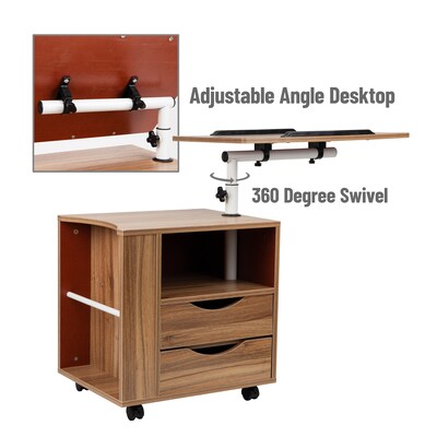 Mind Reader 23.75" Adjustable Standing Desk Laptop Stand, Brown (BEDESK-BRN)