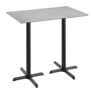 Flash Furniture Acadia Wooden Dining Table, 30D x 48W, Gray Faux Concrete/Black Base (ST3048CGT2230B)