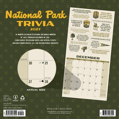 2027 Willow Creek National Park Trivia 12 x 12 Monthly Wall Calendar (61442)