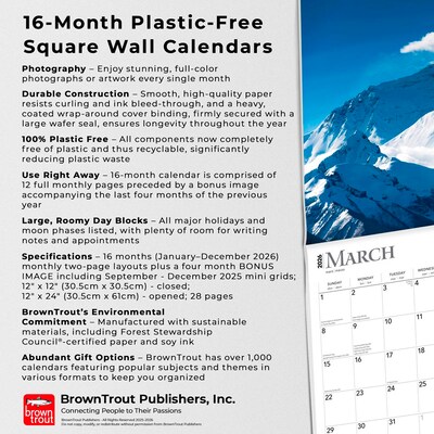 2026 BrownTrout World's Greatest Mountains 12" x 12" Monthly Wall Calendar (9798330704729)