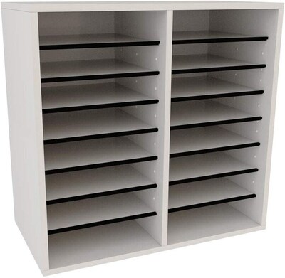 AdirOffice 500 Series 16-Compartment Literature Organizers, 20" x 11.8", White, 2/Pack (500-16-WHI-2PK)
