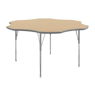 Flash Furniture Wren 60 Flower Activity Table, Height Adjustable, Light Natural Top/Silver Frame (XUA60FLRLNTA)