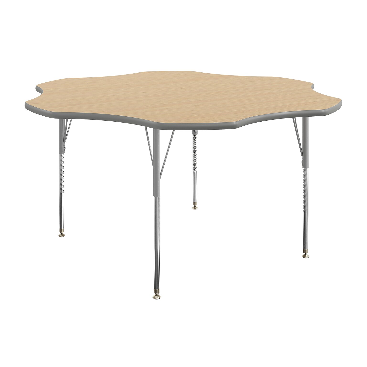 Flash Furniture Wren 60 Flower Activity Table, Height Adjustable, Light Natural Top/Silver Frame (XUA60FLRLNTA)