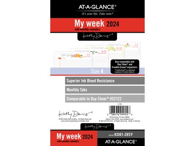 2024 AT-A-GLANCE Kathy Davis 8.5 x 5.5 Weekly & Monthly Planner Refill, Multicolor (KD81-285Y-24)