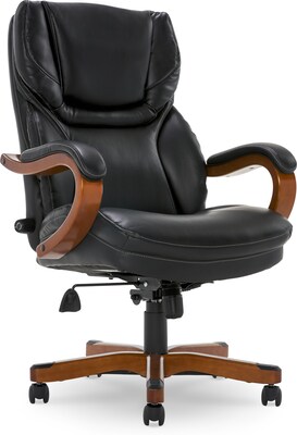 Serta Conway Ergonomic Bonded Leather Executive Big & Tall Chair, 350 lb. Capacity, Black/Brown (CHR100007)