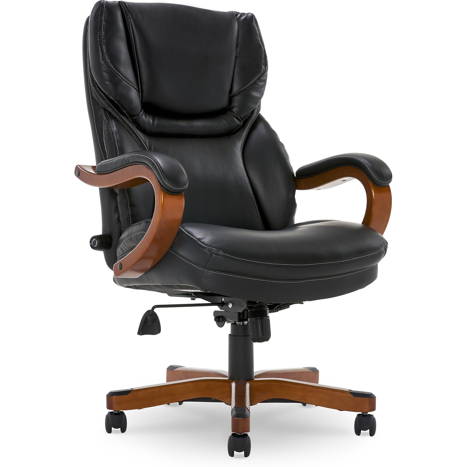 Serta Conway Ergonomic Bonded Leather Executive Big & Tall Chair, 350 lb. Capacity, Black/Brown (CHR100007)