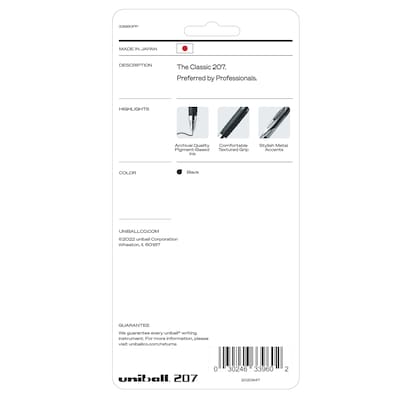 Uniball Signo 207 Needle, Medium Point Gel Pens 12 Pack Black
