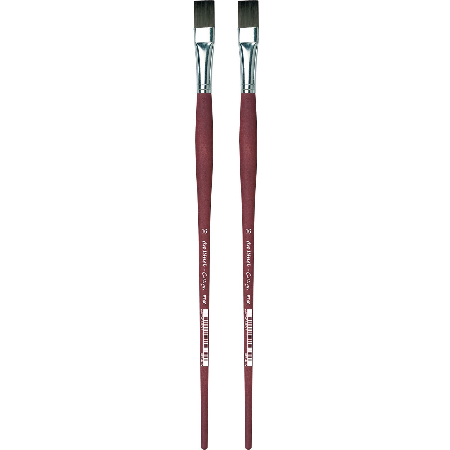 da Vinci COLLEGE Oil and Acrylic Synthetic Bristle, Flat Brush, 2/Bundle (DVXVA874016-2)