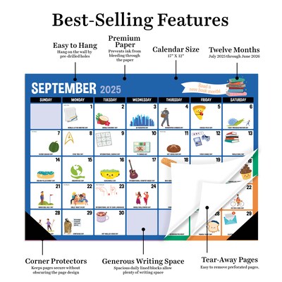 2025-2026 TF Publishing Every Days A Holiday 17" x 12" Academic Monthly Desk Pad Calendar (AY26-8500)