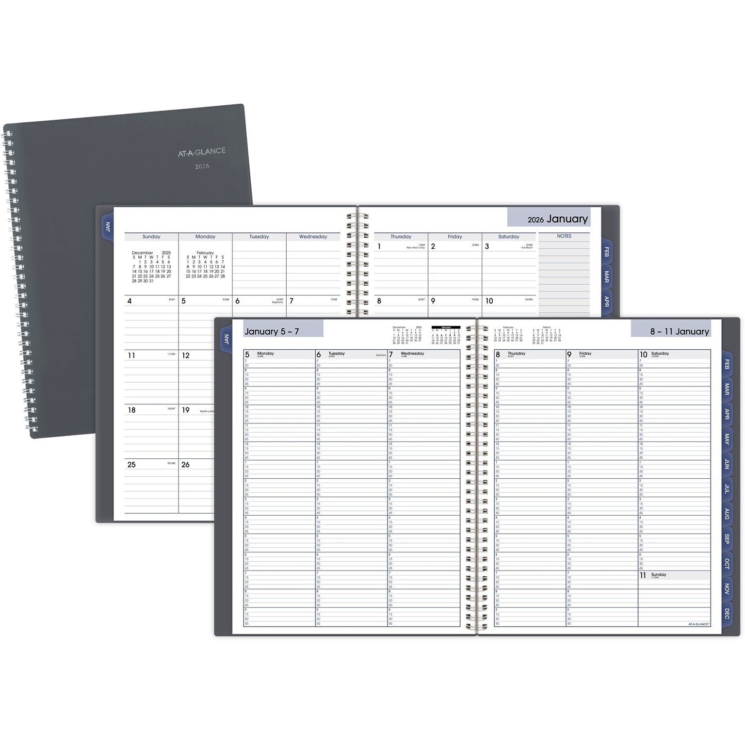2026 AT-A-GLANCE DayMinder 8.5 x 11 Weekly & Monthly Appointment Book, Plastic Cover, Gray (GC520-07-26)