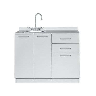 Viva Comfort 36.75"H x 42"W Exam Room Medical Cabinet With Sink, 2-Doors, 3-Drawers, Gray (ADIME902-BASE-42-LS-GRY-MK)