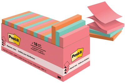 Post-it Pop-up Notes, 3 x 3, Poptimistic Collection, 100 Sheets/Pad, 18 Pads/Cabinet Pack (R330-18