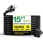 GoGreen Power 15' Indoor/Outdoor Extension Cord, 16 AWG, Black (GG-13715BK)