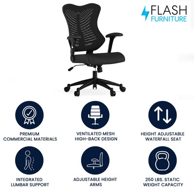 Flash Furniture Kale Ergonomic Mesh Swivel High Back Executive Office Chair, Black (BLZP806BK)