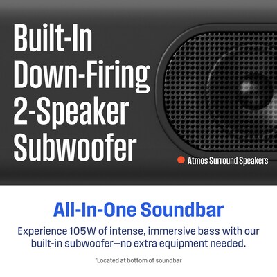 Westinghouse 3.1.2 Channel All-In-One Soundbar with Built in Subwoofer, Black (WS312AS)
