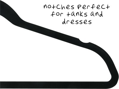 Honey-Can-Do Metal Slim-Profile Nonslip Velvet Hanger, Black, 35/Pack (HNG-08656)