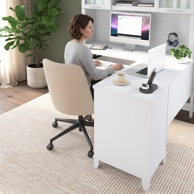 Bush Home Somerset 60"W L Shaped Computer Desk with Hutch, White (SET002WH)
