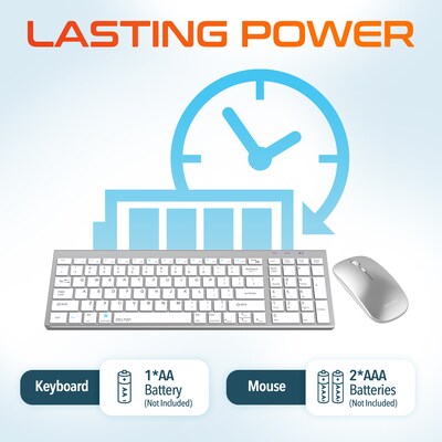 Delton N36 Wireless Keyboard and Optical Mouse Combo, White (DKMN36-WW)