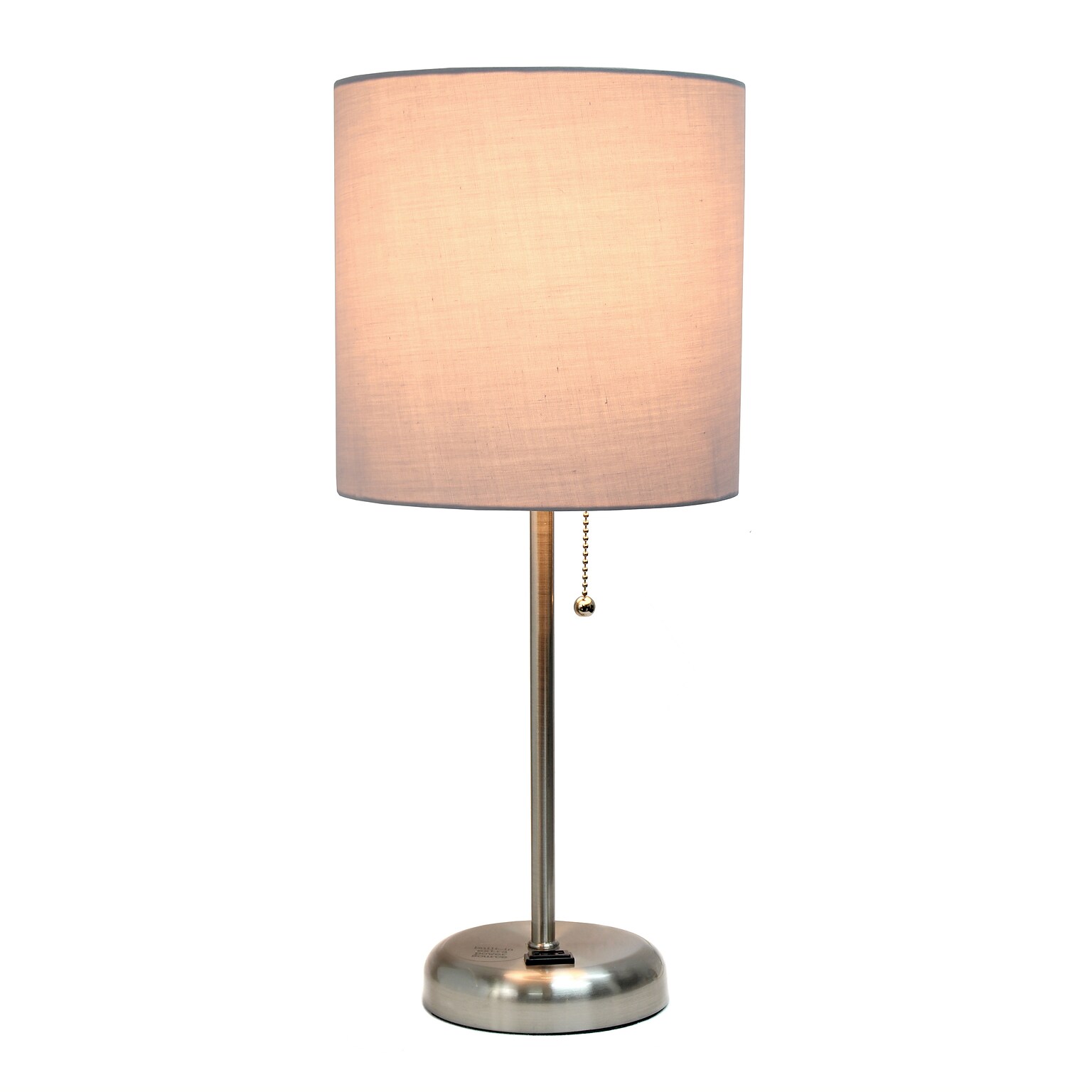 Simple Designs 19.5 LED Table Lamp, Brushed Steel/Gray Shade (LT2024-GRY-CCLB)