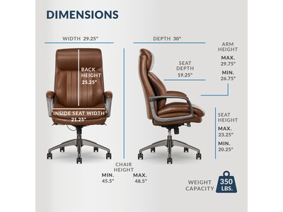 La-Z-Boy Nova Ergonomic Polyurethane Swivel Executive Chair, Cognac (52372-CBRN)