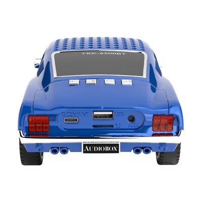 Audiobox Retro Ride Wireless Bluetooth Classic-Muscle-Car Speaker with WaveSync & Lights, Blue (TRK-6500BT)