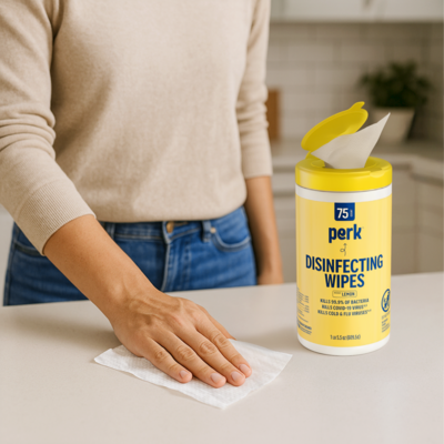 Perk™ Disinfecting Wipes, Lemon Scent, 75 Wipes/Pack (PK56665)