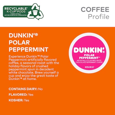 Dunkin' Polar Peppermint White Chocolate Coffee Keurig® K-Cup® Pods, Medium Roast (5000358858)