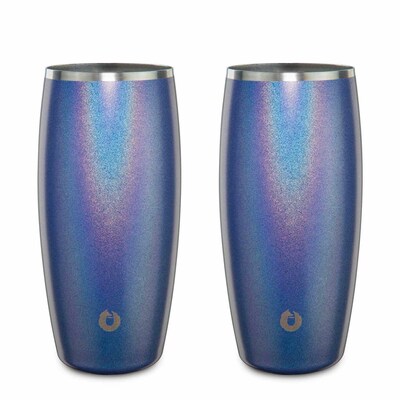 Stainless Steel Beer Glass, Set of 2 - Shimmer Blue