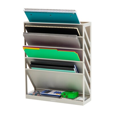 Mind Reader 5-Compartment Mountable Plastic Vertical File Storage, Beige (WALLANCH-BEI)