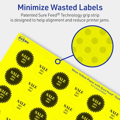 Avery Starburst Laser/Inkjet Multipurpose Labels, 1", Neon Yellow (3840/Box)