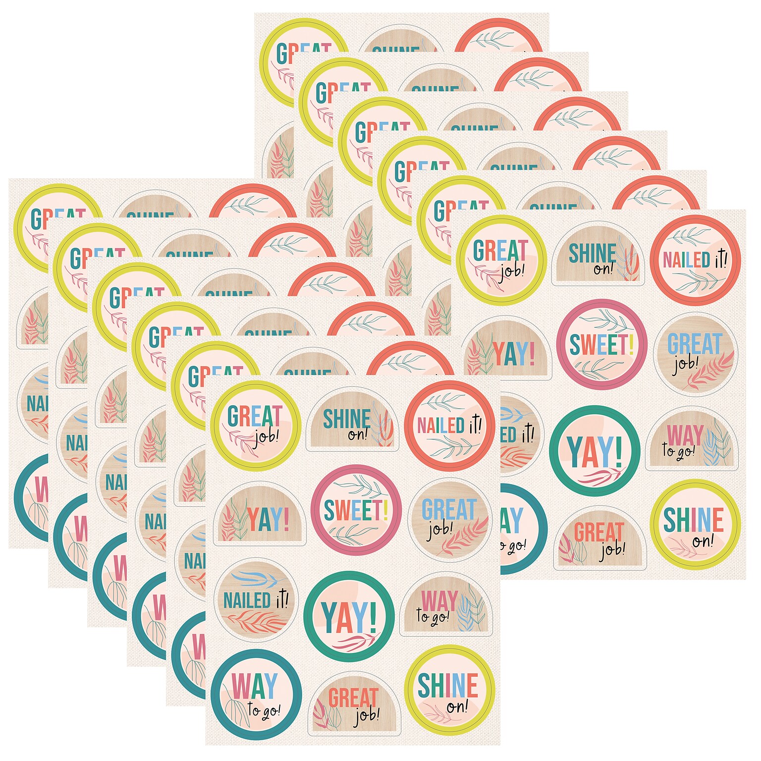 Carson Dellosa Education True to You Motivators Motivational Stickers, Multicolored, 72/Pack, 12 Packs/Bundle (CD-168330-12)