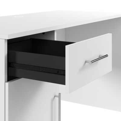 Bush Furniture Somerset 54"W Office Desk with Drawer and Storage Cabinet, White (WC81954)