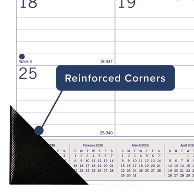 2026 Blueline DuraGlobe Bamboo Fiber 22" x 17" Monthly Desk Pad Calendar, Blue/White (C177227)