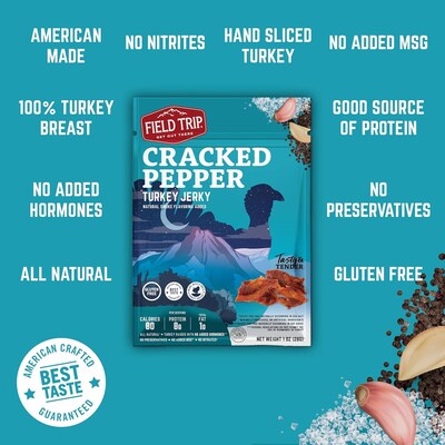 Field Trip Cracked Pepper Turkey Jerky, 1 oz., 12/Carton (FLD00508)