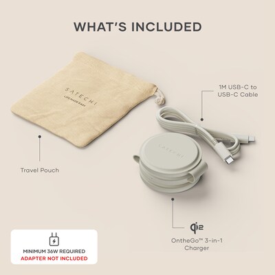 Satechi OntheGo 3-in-1 Wireless Charger, Sand (ST-QTG31W)