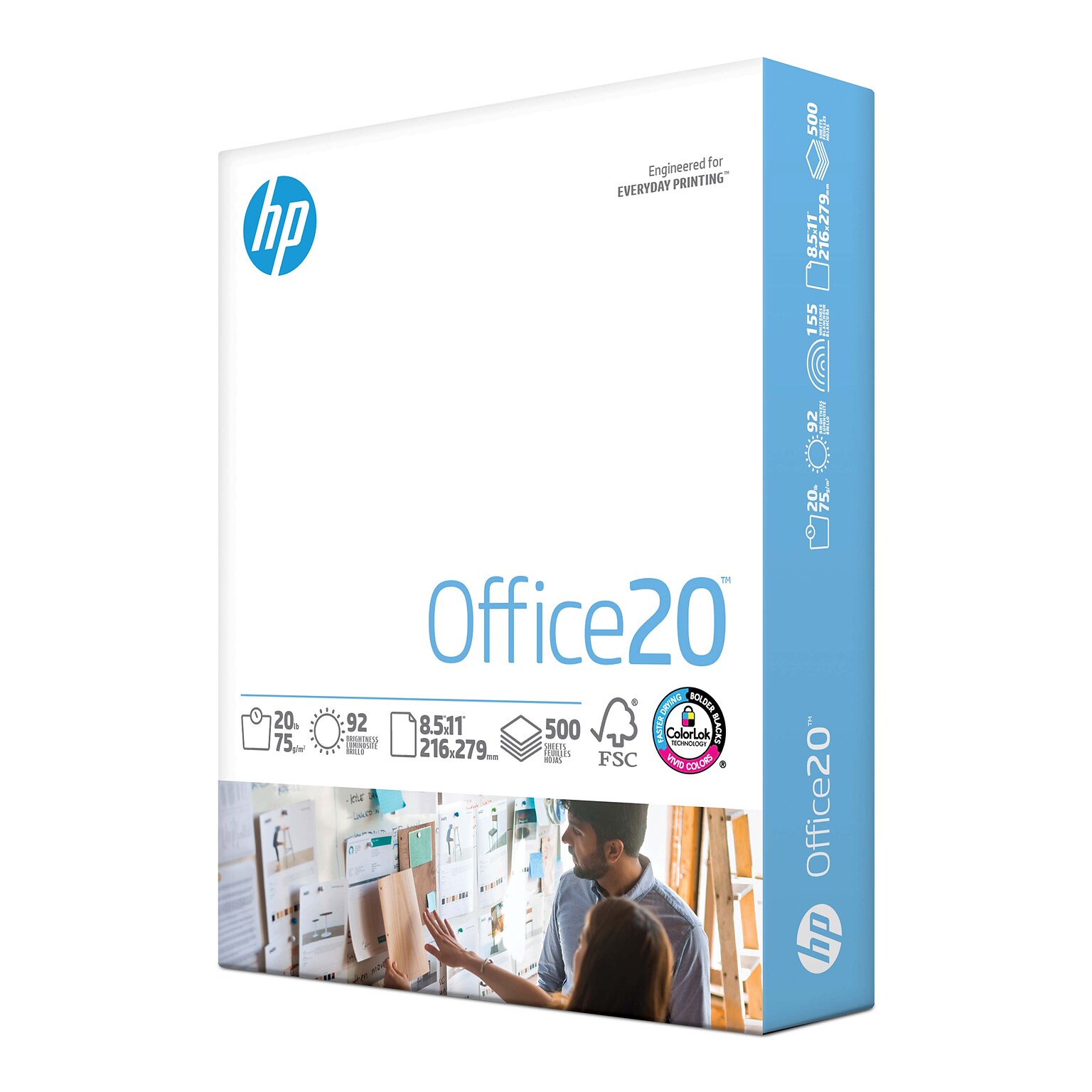 HP Office20 8.5 x 11 Multipurpose Paper, 20 lbs., 92 Brightness, 500 Sheets/Ream (HPC8511)