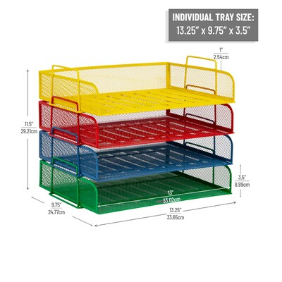 Mind Reader Metal Side Loading Stackable Letter Tray, Multicolored (DSTACK4-ASST)
